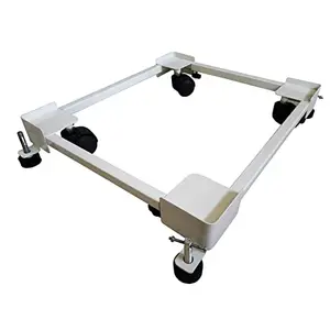 NAYRA NAYRA White Heavy Duty Adjustable Wheeled Metal Stand for Washing Machines, Refrigerators, Dishwashers, and Coolers, 170 kgs Weight Capacity, (Min. 16 inches X 19 inches, Max. 26 inches X 32 inches)