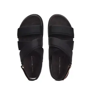 Tommy Hilfiger Polyester Solid Black Men Flat Sandals (F23HMFW144) Size- 43