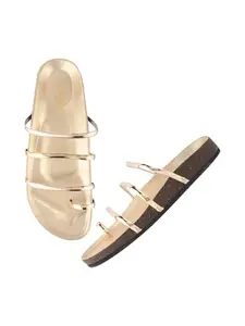 SilverArrow Women's Xcozo Spark Design |Ethnic Wears|Flat Sandals, Gold, 7 UK