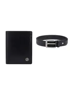 Da Milano Premium Gift Set for Men|Leather Wallet & Belt Combo - Black