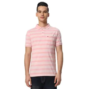 TAB91 Men's Polo Collar T-Shirt | 100% Cotton | Polo Neck Men's T-Shirt | Regular Fit Half Sleeve Solid Tshirt TAB-Alpha-E-Pink-S