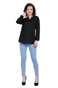 Stylish Solid Plain Black Short Kurti with 3/4th Sleeves for Women & Girls