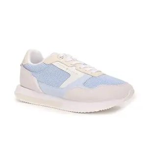 Tommy Hilfiger Leather Colorblocked Blue-Beige Women Flat Sneakers (F23HWFW234) Size- 39