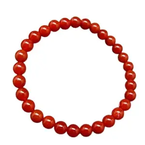 RRJEWELZ Natural Carnelian 8mm Round Shape Smooth Cut Beads 8 Inch Stretchable Bracelet For Men & Women. Unisex Bracelet For Healing, Meditation, Prosperity, Gift & Luck|STBR_RR_10840_8.0
