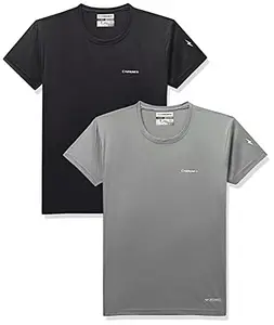 Charged Play-005 Interlock Knit Geomatric Emboss Round Neck Sports T-Shirt Black Size Small And Charged Play-005 Interlock Knit Geomatric Emboss Round Neck Sports T-Shirt Light-Grey Size Small
