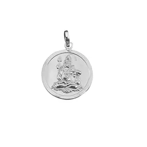 OM POOJA SHOP Pure Silver Shiv Shankar Meditation Pendant – 916 Silver Locket for Men & Women, Mahamrityunjaya Mantra Protection, Lightweight & Divine Design for Daily Spiritual Wear