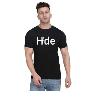 Fashions Love Men Cotton Half Sleeve Round Neck Hide Printed T Shirt HSRB-1338-M Black