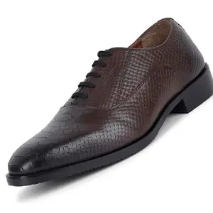 LOUIS STITCH Egyptian Crust Leather Lace Up Formal Shoes for Men | Derby | Comfortable for Business, Casual, Parties - Brunette Brown (LSVXSNBB006)