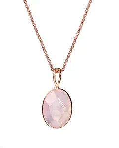 Gempro Valentine's Rose Quartz Love Crystal Pendant for Women