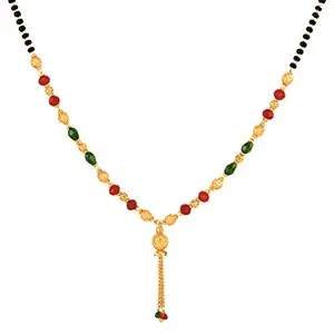 Fashion Frill Traditional Mangalsutra Tanmaniya Nallapusalu Necklace Pendant Black Bead Golden Chain Mangalsutra For Women