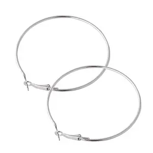 DOT9TI9 Unknown Metal Alloy Hoop Earrings for Women & Girls, Silver