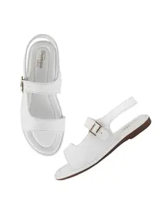 Shoetopia Women's Girls-SND-139 Flat Sandal-5 Kids UK (Girls-SND-139-White)-EU38