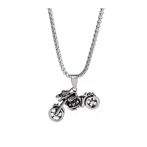 VIEN® Punk Skeleton Motorcycle Necklace Gothic Chain Pendant Necklaces Ghost Rider Sterling Silver Alloy Locket