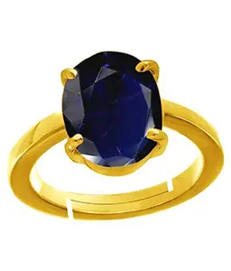 Gemscom Blue Sapphire/Neelam 9.25 Ratti 8.90 crt Stone Panchdhatu Adjustable Ring for Women