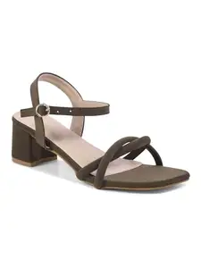 Shuz Touch Olive Twist Block Heel Sandals