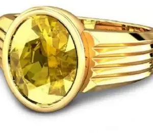 Yellow Zircon Substitute of Pukhraj Gemstone Premium Panch Dhatu gold Coated adjustable ring Weight 7.25 Ratti For Men and Women With Lab Certificate
