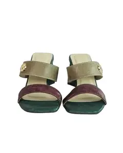 Sana.K Sana K Luxurious Footwear Green Open Toe Slip-on closure Multi logo Unicorn Heels
