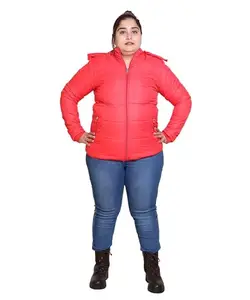 Gold Burg Women's Plus Size Polyester Latest Solid Color Stylish Jacket/Women's Quilted Jacket Full Sleeves Winter Jacket Girls/Women’s Winter Wear Jacket |Red, XXL | GB_2555_Red_XXL