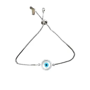 Lovemi Movements Evil Eye Cubic Zirconia Studded Adjustable Slider Bracelet Gift for Girls & Women