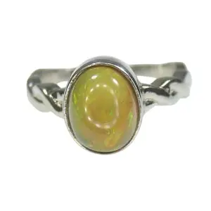 Natural Black Opal Solitaire Ring With 925 Sterling Silver 4.50 Grams Ring