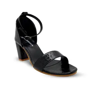 NINEGRAM Fashion Croco Textured High Heels| Block Heels for Women| Box Heels for Women| Heels for Women| Sandals for Women| Heels for Girls| Footwear for Women| Heels|
