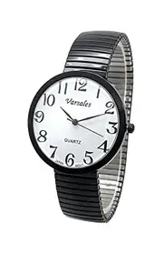 Ladies Mens Easy Read White Dial Black Numbers Casual Stretch Elastic Band Fashion Watch Varsales