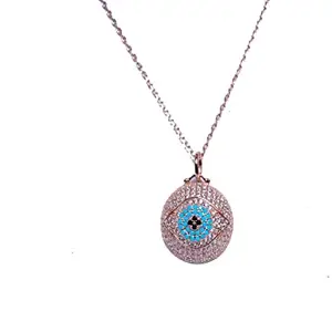 VidushiAastha Big Boss Pendant with Chain for Girls and Women, 925 Sterling Silver Pendant with Cubic Zirconia Gemstone - Ideal Gift for ladies - Rose Gold