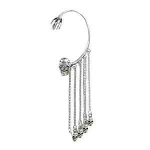 SALTY Anti Tarnish Single (1 Side) Bone-Chic Skull Cuff Earring for Women | Stylish Fashion Jewellery | Accessories for Girls | Minimal Jewelry
