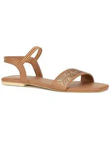 Bata Women's Slip-on Sandal - LIGHT BROWN (8 UK) (5613339)