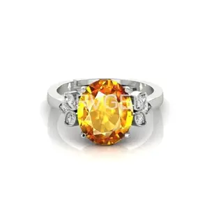 RRVGEM Citrine ring 5.25 Ratti / 5.00 Carat sunela ring Handcrafted Finger Ring With Beautifull Stonesunela ring Silver Plated Ring