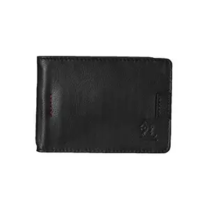 KARA Unisex Black Leather Money Clipper Wallet with Pull on Strip to Carry Upto 4 Business Card Holder Metal Clip Cash Wallet