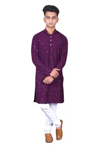Buy Men Stylish Purple Colour Kurta Pajaama
