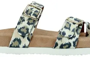 Max Women Animal Print Double Strap Sandals, BEIGE, 37