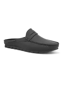 IMCOLUS Black Handmade Leather Slip-On Mules for Men