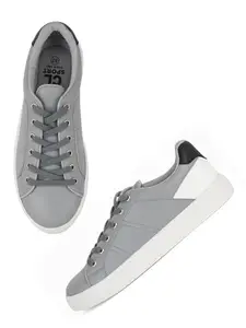 Carlton London Women Grey-White Comfortable Lace-Up Snakeer with Heels, for for Casual, Walking & Daily Use (36)