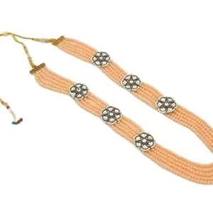 Vintage vibes Peach Moti Mala | Pearl Necklace Set Moti Mala | Pearl Set | Bracelet Handcrafted Jewellery for Less (Free Size)