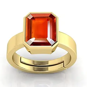 RISHAB GEMSTORE Certified AA+ Quality Certified Natural Gomed Stone Panchdhatu & Ashtadhatu Gold Plated Ring Adjustable 3.25 Ratti 2.20 Carat