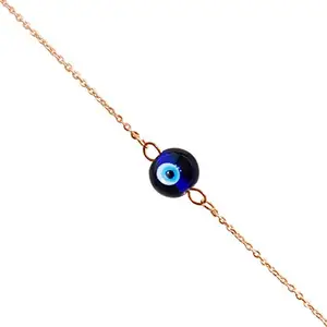 9Dzine Evil Eye Tumble Bead Bracelet for Women & Men | Crystal Single Stone Adjustable Chain Bracelet for Girls | Natural Reiki Feng-Shui Healing Bracelets for Unisex Adult