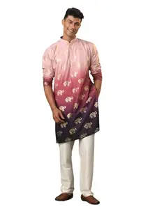 VASTRAMAY Men's Purple Rayon Kurta Pyjama Set