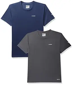 Charged Brisk-002 Melange Round Neck Sports T-Shirt Indigo Size 2Xl And Charged Pulse-006 Checker Knitt Round Neck Sports T-Shirt Graphite Size 2Xl