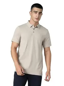 TECHNOSPORT Men Solid Casual Fit Athletic Polo T Shirt COTFLEX Memory Stretch Polyester Polo Tshirt for Men Office Casual Smart Travel Golf Weekend Wear