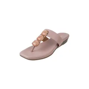 Metro Women Peach faux Leather Slip-on Comfort Fashion Chappal UK/8 EU/41 (32-779)
