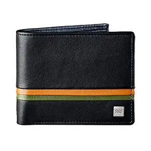 MUSOMODA Coin Leather Wallet Black with Olive/Tan