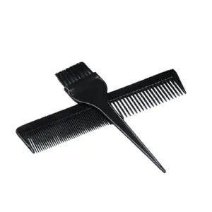 ZAUKY Plastic Heat Resistant 1PC Plain Comb with 1PC PLASTI Hair Color Brush(Combo Pack)