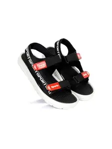 AADI Men's Red & Black Mesh Outdoor Casual Sandals & Floaters