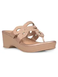 Bata Women Wedge Heel Thongs - Gold (5UK)