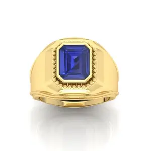 MBVGEMS Blue Ring Ring 9.25 Ratti 8.00 Carat Blue Ring Neelam Gemstone Gold Plated Ring Adjustable Ring Size 16-22 for Men and Women