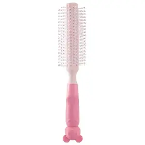BlackBoss Round Cartoon Hair Brush for Blow Drying, Styling, Curling, Straighten with Soft Nylon Bristles for Short or Medium Curly Hairs for Women & Men Teddy (Pink)