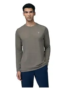 TECHNOSPORT Men's Polyester Slim Fit Self-Design Long Sleeve T-Shirt with Double Cool for Gym, Sports and Regular Use