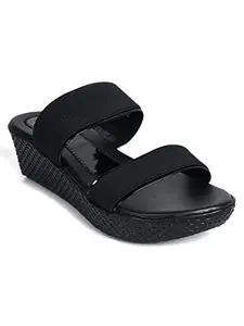 AJANTA Womens Black Fashion Sandal